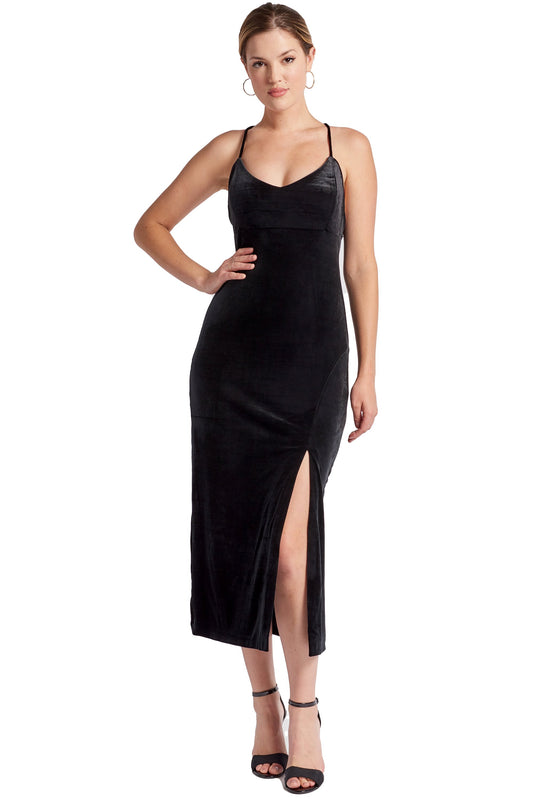scooped back Velvet slip dress