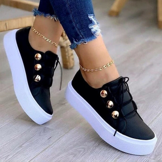 Breathable Flat Shoes Black/White/Gold/Rose Gold